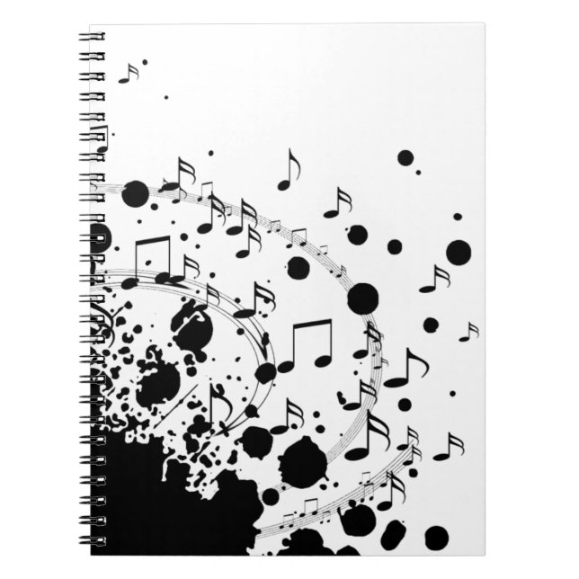 cool music explosion black and white notebook (Front)