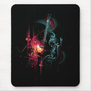 Cool Music Graphic with Guitar Mouse Mat