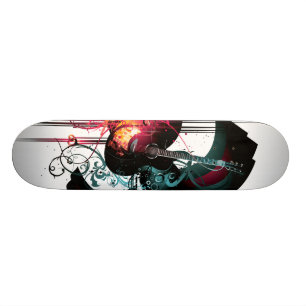 Cool Music Graphic with Guitar Skateboard