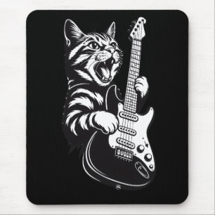 Cool Music Love Rock Cat Playing Electric Guitar Mouse Mat