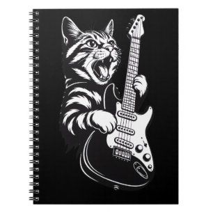 Cool Music Love Rock Cat Playing Electric Guitar Notebook