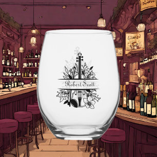 Cool Music lovers add name Stemless Wine Glass
