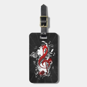 Cool Music notes dotted swirls flowers splatter Luggage Tag