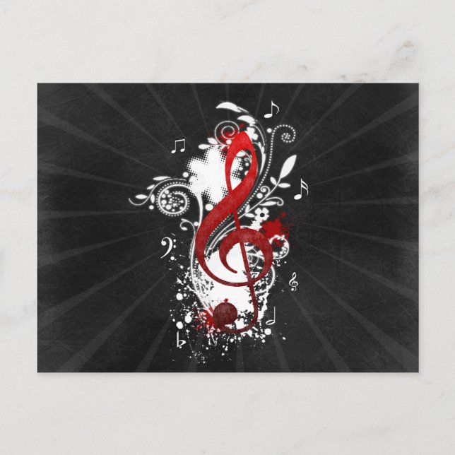 Cool Music notes dotted swirls flowers splatter Postcard (Front)