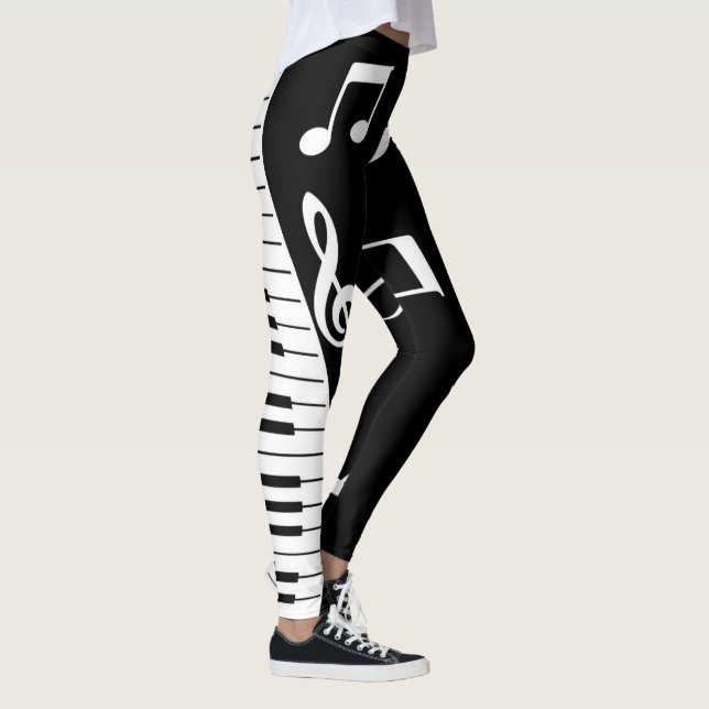 Cool Music Notes & Piano Keys Leggings (Right)