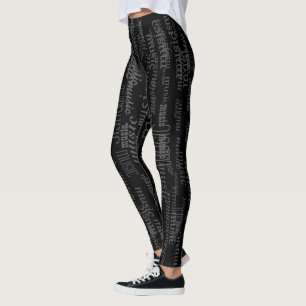 cool music pattern black leggings
