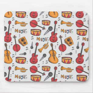Cool Music Themed Banjo Drums Guitar Violin More Mouse Mat