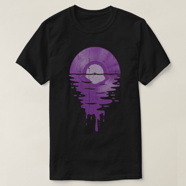 Cool Music Vinyl Record Sunset Melting Purple Esse T-Shirt (Design Front)