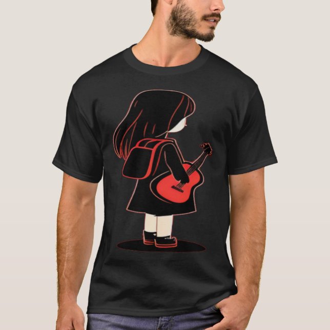 Cool musical Guitar Girl T-Shirt (Front)