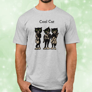 Cool Musician Black Vintage Cats T-Shirt