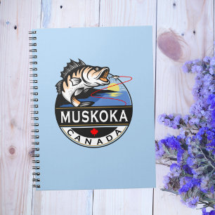 Cool Muskoka Canada Fishing Outdoors Crest Notebook