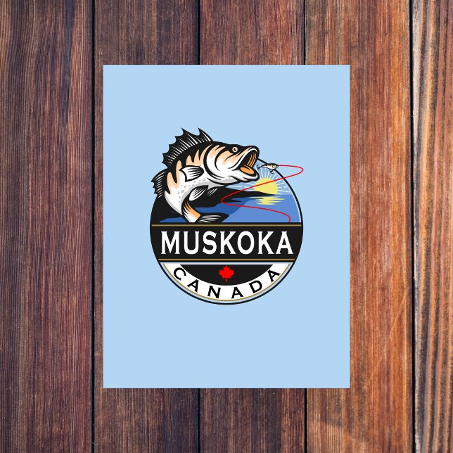 Cool Muskoka Canada Fishing Outdoors Crest Postcard (Creator Uploaded)