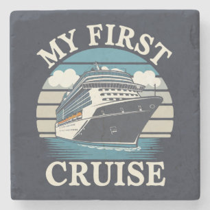 Cool My First Cruise Family Holiday Matching Stone Coaster