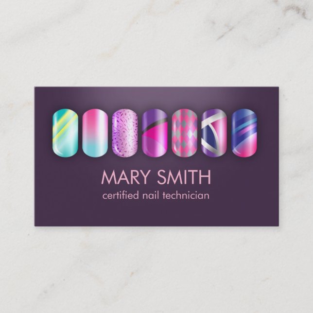 Cool Nail Tech & Manicurist Business Card Template (Front)