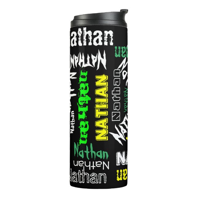 Cool Name Collage Modern Typography Custom Thermal Tumbler (Rotated Left)