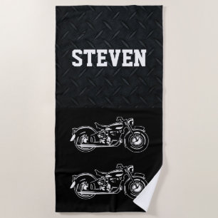 Cool Name Motorcycle Black Men's Beach Towel