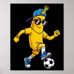 Cool Nana Playing Soccer Footll Player Funny Fruit Poster
