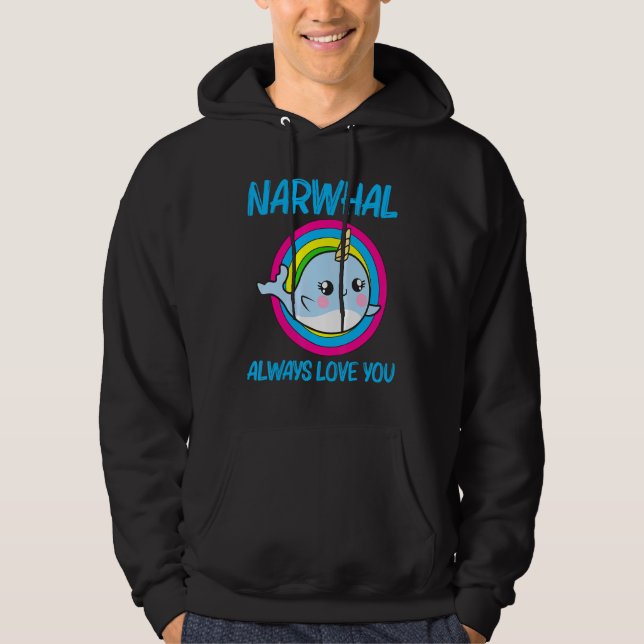 Cool Narwhal For Men Women Rainbow Tusk Sea Unicor Hoodie (Front)