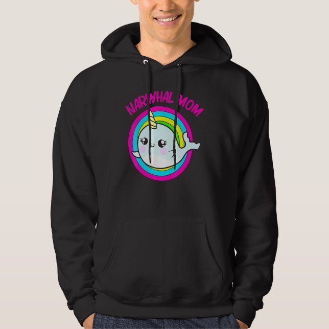 Cool Narwhal For Mum Mother Rainbow Tusk Sea Unico Hoodie (Front)