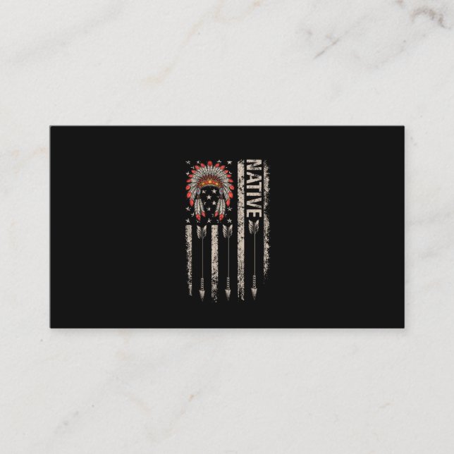 Cool Native American Feather Arrow Flag Headdress Business Card (Front)