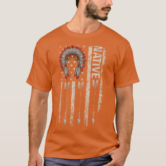 Cool Native American Feather Arrow Flag Headdress  T-Shirt