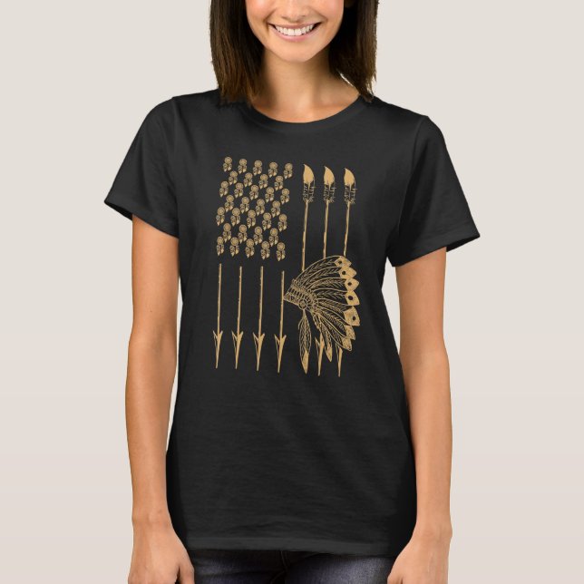 Cool Native American Pride USA Arrow Headdress Tee (Front)