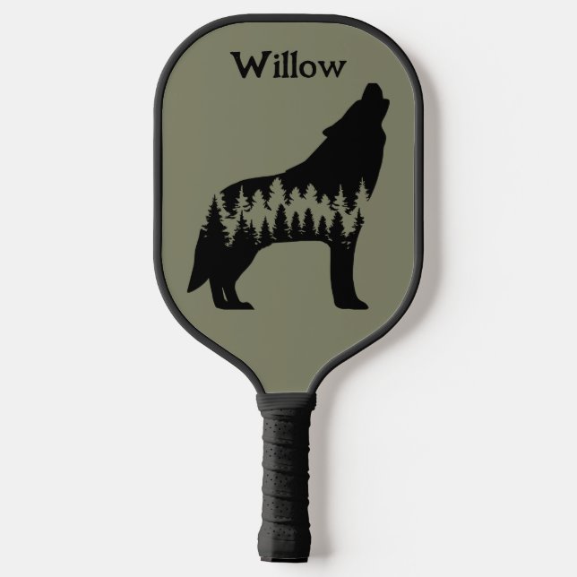 Cool Nature Outdoor Trees | Wolf Modern Monogram  Pickleball Paddle (Back)