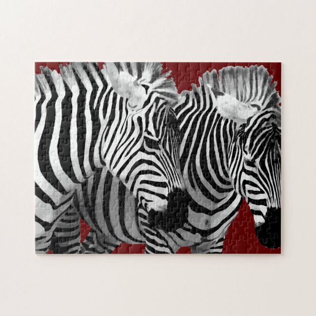 Cool Nature Wildlife Zebra Stripes Jigsaw Puzzle (Horizontal)