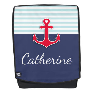 Cool Nautical Anchor Design Personalised Name Backpack