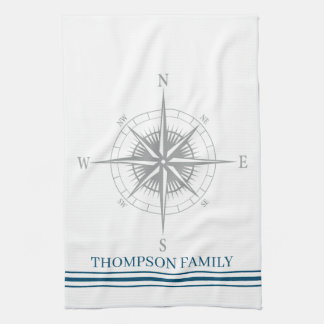 Cool Nautical Compass Personalised Tea Towel