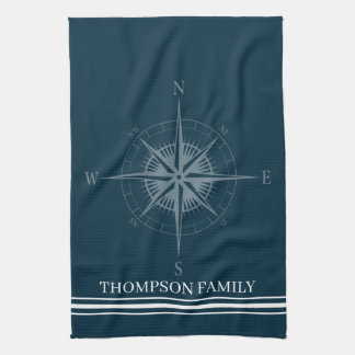 Cool Nautical Compass Personalised Tea Towel