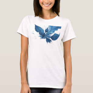 Cool Navy Abstract Leaves Trendy Tee
