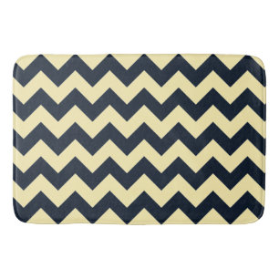 Cool Navy and Light Tan Chevron Pattern Bath Mat