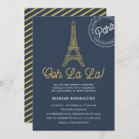 Cool Navy Blue Gold Eiffel Tower Paris Quinceañera