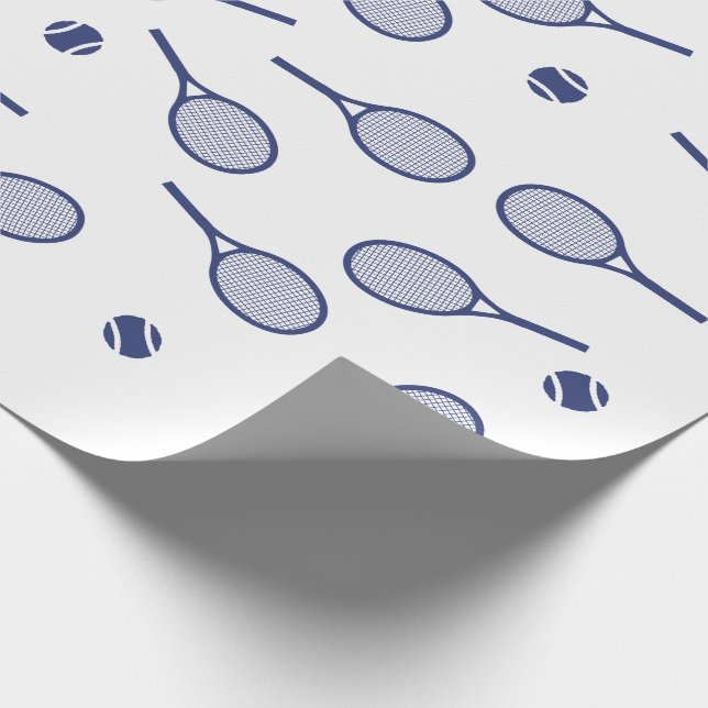 Cool Navy Blue Retro Tennis Racquets Pattern   Wrapping Paper (Corner)