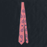 Cool Navy Blue Tennis Racquets Ball Pattern Pink  Tie<br><div class="desc">Navy and pink and green stripes Tennis Rackets Pattern For Him | Summer Tennis Court. Gift for tennis player, navy racquet tennis match on a green background. Personalised Gift for a tennis player. Trendy tennis players home decor. Trendy modern tennis player gifts. Cool retro modern gift for your school tennis...</div>