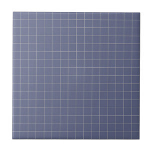 Cool Navy Blue & White Chequered Retro Minimalist Tile
