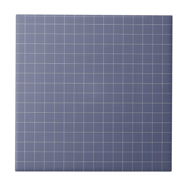 Cool Navy Blue & White Chequered Retro Minimalist Tile (Front)