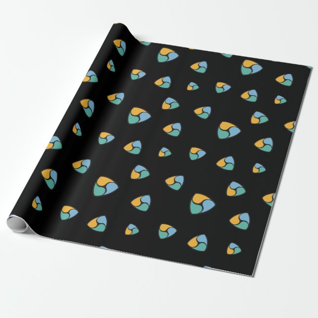Cool NEM Cryptocurrency Coin Sign Pattern Black Wrapping Paper (Unrolled)