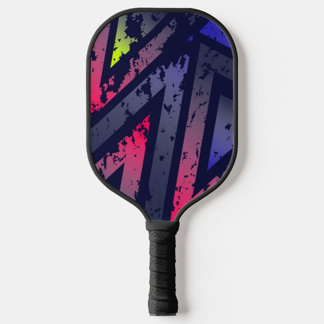 Cool Neon Coloured Triangles Background Pickleball Paddle (Front)