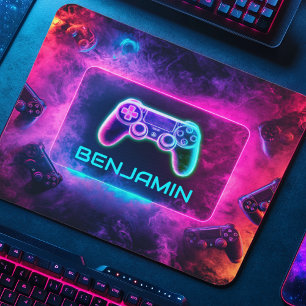 Cool Neon Gamer Controller Personalised Mouse Mat