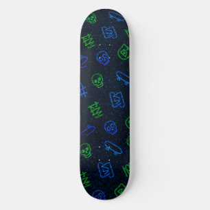 Cool Neon Green Blue Skull Graffiti Streetwear Cyb Skateboard