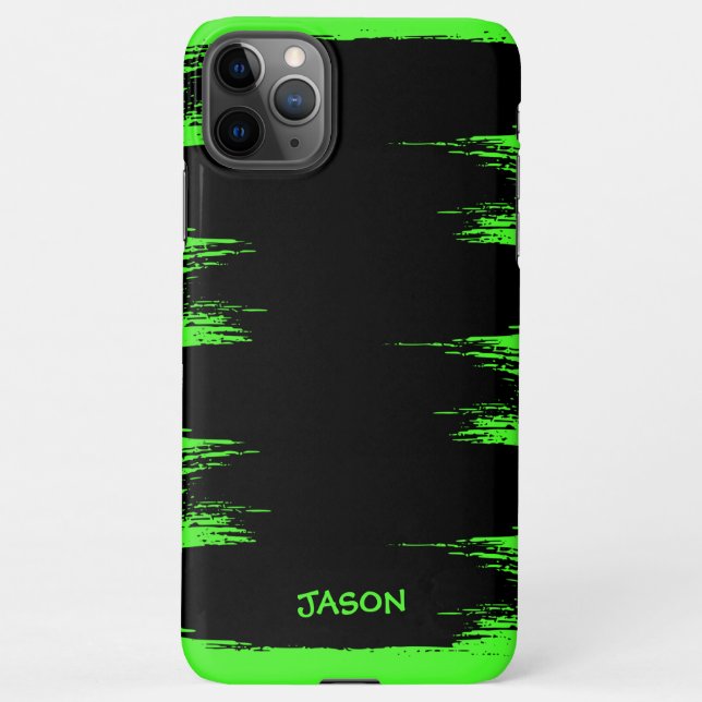 Cool Neon Green Brush Stroke Background Customised iPhone Case (Back)