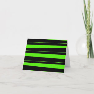 Cool Neon Lime Green and Black Striped Pattern Card