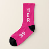 Cool neon pink custom sport socks for women (Left Outside)