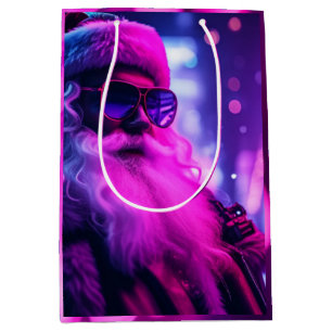 Cool Neon Santa Gift Bag – Retro Christmas Vibes