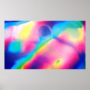 Cool Neon Unicorn Holographic Background Poster
