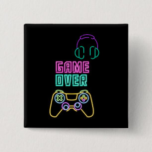 Cool Neon video game. 15 Cm Square Badge