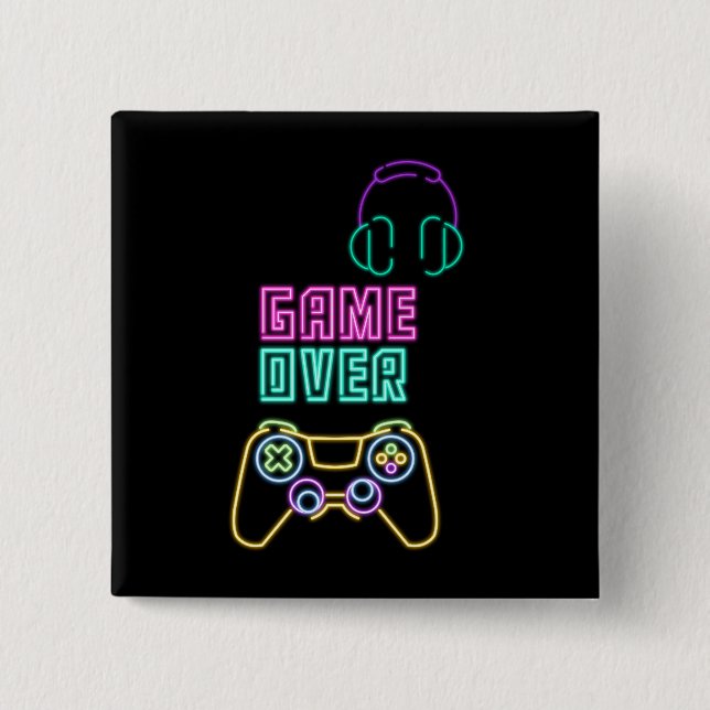 Cool Neon video game. 15 Cm Square Badge (Front)