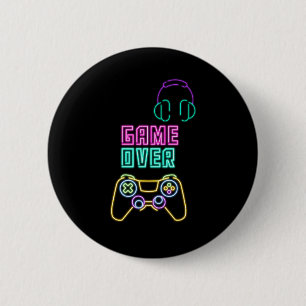 Cool Neon video game. 6 Cm Round Badge